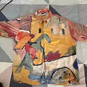 Bershka Multicolor Abstract Casual Button Down Shirt